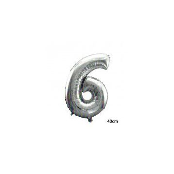 6 Rakamı Gümüş 40 cm Folyo Balon