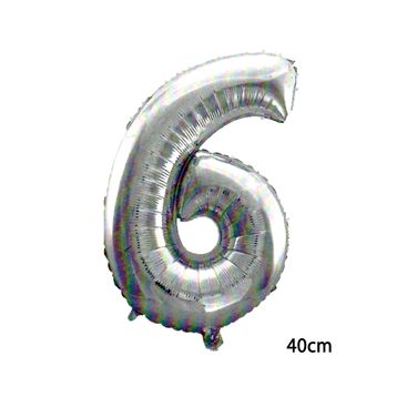 6 Rakamı Gümüş 40 cm Folyo Balon