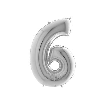 6 Rakamı Gümüş 40 cm Folyo Balon