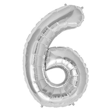 6 Rakamı Gümüş Folyo Balon