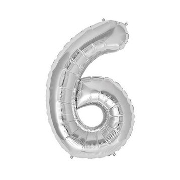 6 Rakamı Gümüş Folyo Balon