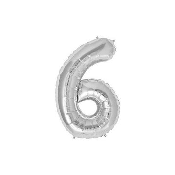 6 Rakamı Gümüş Folyo Balon