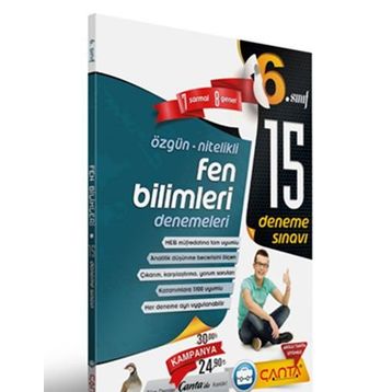6. Sınıf Fen Bilimleri 15 Deneme Sınavı Komisyon Çanta Yayınları