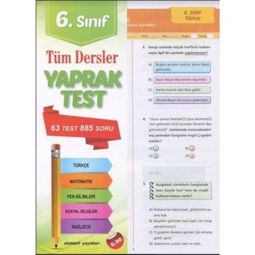6. Sınıf Tüm Dersler Yaprak Test Element Yayınları