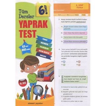 6. Sınıf Tüm Dersler Yaprak Test Element Yayınları