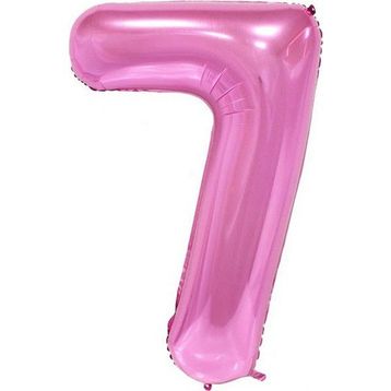 7 Rakamı Pembe 100 cm Folyo Balon