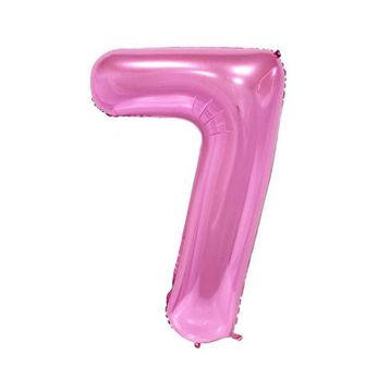 7 Rakamı Pembe 100 cm Folyo Balon