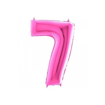 7 Rakamı Pembe 100 cm Folyo Balon