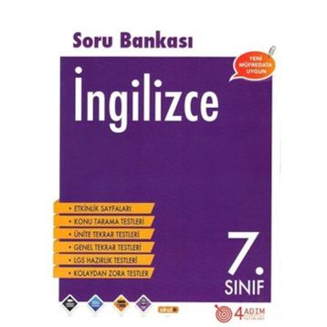 7. Sınıf İngilizce Soru Bankası 4 Adım Yayınları