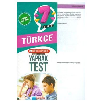 7. Sınıf Türkçe Yeni Nesil Video Çözümlü Yaprak Test-Evrensel İletişim Yayınları