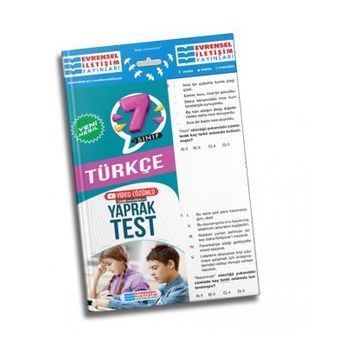 7. Sınıf Türkçe Yeni Nesil Video Çözümlü Yaprak Test-Evrensel İletişim Yayınları