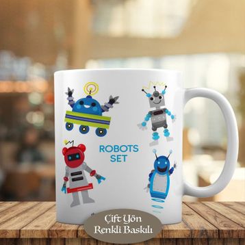 721970 Teknolojik Sevimli Robot Kolyajı Kupa Bardak