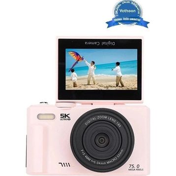 75MP 5k Video Destekli Pembe Dijital Fotoğraf Makinesi