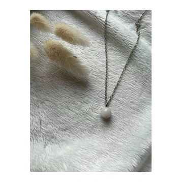 8 mm Ay Taşı Gümüş Kaplama Kolye