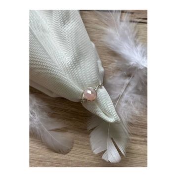 8 mm Pembe Kristal Taşı Gümüş Tel Yüzük