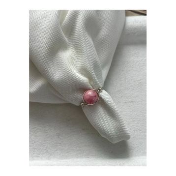 8 mm Pembe Opal Taşı Ayarlanabilir Gümüş Tel Yüzük