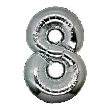 8 Rakamı Gümüş 90 cm Folyo Balon