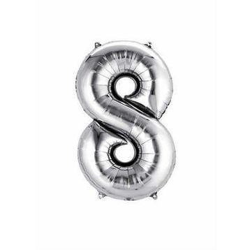 8 Rakamı Gümüş 90 cm Folyo Balon