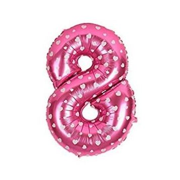 8 Rakamı Pembe 40 cm Folyo Balon