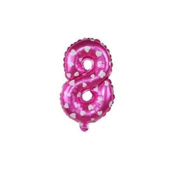 8 Rakamı Pembe 40 cm Folyo Balon