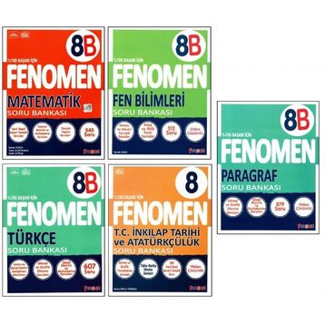 8. Sınıf 5 Kitaplı LGS Matematik + Fen +Türkçe + Paragraf + İnkilap Tarihi Soru Bankası Fenomen Yayınları