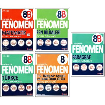 8. Sınıf 5 Kitaplı LGS Matematik + Fen +Türkçe + Paragraf + İnkilap Tarihi Soru Bankası Fenomen Yayınları