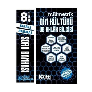 8. Sınıf Din Kültürü ve Ahlak Bilgisi Milimetrik Soru Bankası-Kriter Akademi Yayınları