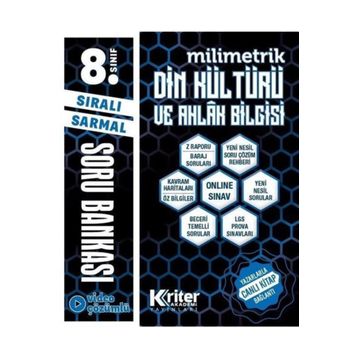 8. Sınıf Din Kültürü ve Ahlak Bilgisi Milimetrik Soru Bankası-Kriter Akademi Yayınları