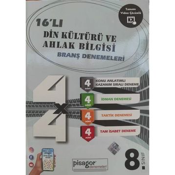 8.sınıf Din Kültürü Ve Ahlak Bilgisi Pisagor 16'lı Branş Denemeleri -Zeka Küpü Yayınları