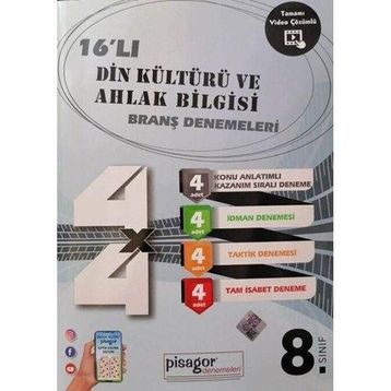 8.sınıf Din Kültürü Ve Ahlak Bilgisi Pisagor 16'lı Branş Denemeleri -Zeka Küpü Yayınları