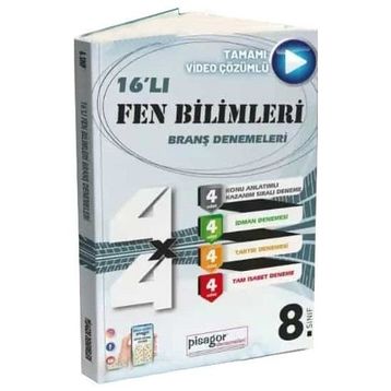 8.sınıf Fen Bilimleri Pisagor 16'lı Branş Denemeleri - Zeka Küpü Yayınları