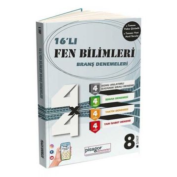 8.sınıf Fen Bilimleri Pisagor 16'lı Branş Denemeleri - Zeka Küpü Yayınları