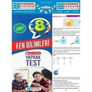 8. Sınıf Fen Bilimleri Yeni Nesil Video Çözümlü Yaprak Test-Evrensel İletişim Yayınları