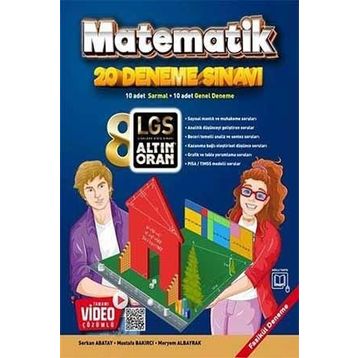 8. Sınıf Matematik Tamamı Video Çözümlü 20 Deneme-Altın Oran Yayınları