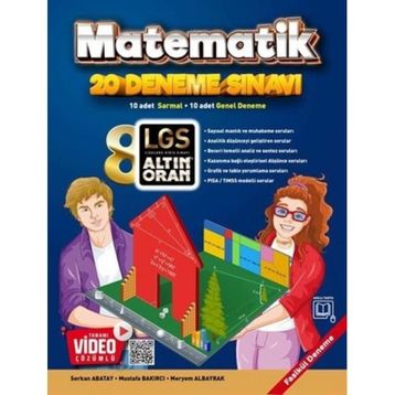 8. Sınıf Matematik Tamamı Video Çözümlü 20 Deneme-Altın Oran Yayınları
