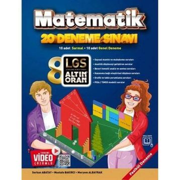 8. Sınıf Matematik Tamamı Video Çözümlü 20 Deneme-Altın Oran Yayınları