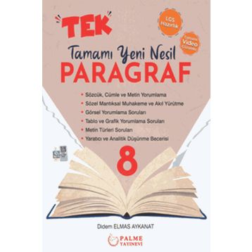 8.Sınıf Tek Pargraf Tamamı Yeni Nesil Soru Kitabı-Palme Yayınları