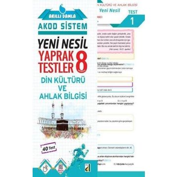 8. Sınıf Yeni Nesil Din Kültürü ve Ahlak Bilgisi Yaprak Testler-Damla Yayınları