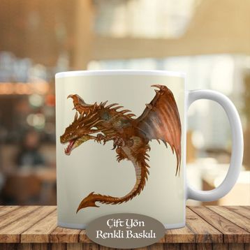 88179 Uçan Kanatlı Ejderha -Dragon Baskılı Kupa Bardak