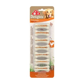 8in1 Delights Bones Small 7'li XS Köpekler için Tavuklu Ağız Bakım Pres Kemik