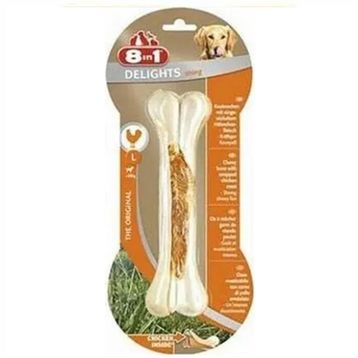 8in1 Delights Strong Büyük Irk Tavuklu Kemik 20 cm 130 gr Köpek Ödülü