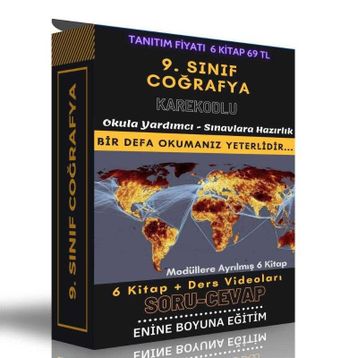 9. Sınıf Enine Boyuna Coğrafya Soru Cevap Seti 6 Modüler Kitap