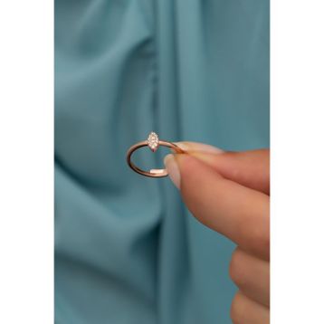 925 Ayar Gümüş Ayarlanabilir Zirkon Taşlı Mekik Tasarım Yüzük