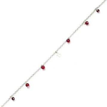 925 Ayar Gümüş Garnet Taşlı Harfli Halhal