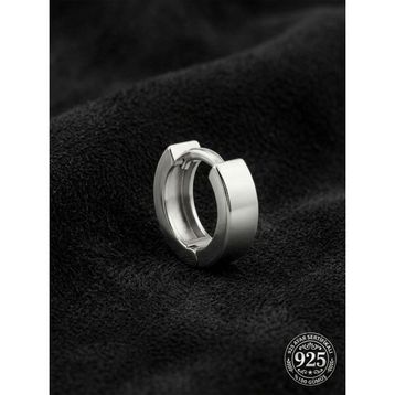 925 Ayar Gümüş Rodyum Kaplama Yuvarlak Erkek Huggie Halka Küpe