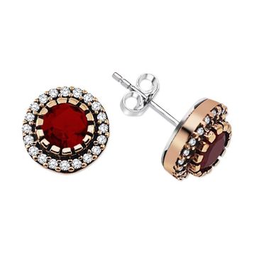 925 Ayar Gümüş Ruby Taşlı Otantik Küpe