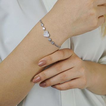 925 Ayar Gümüş Tek Taşlı Kalpli Bayan Kolye