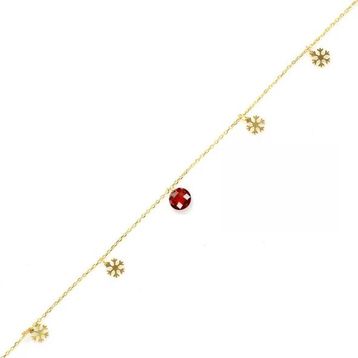 925 Ayar Gümüş Yuvarlak Garnet Taşlı Kar Tanesi Halhal