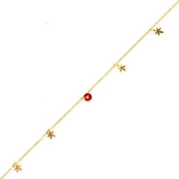 925 Ayar Gümüş Yuvarlak Garnet Taşlı Yusufçuk Model Halhal