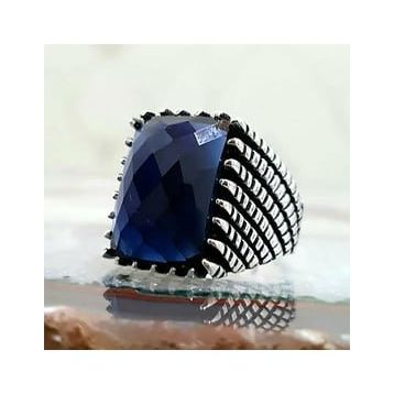 925 Ayar Gümüş Zirkon Taşlı Fasetli Kesim Yüzük